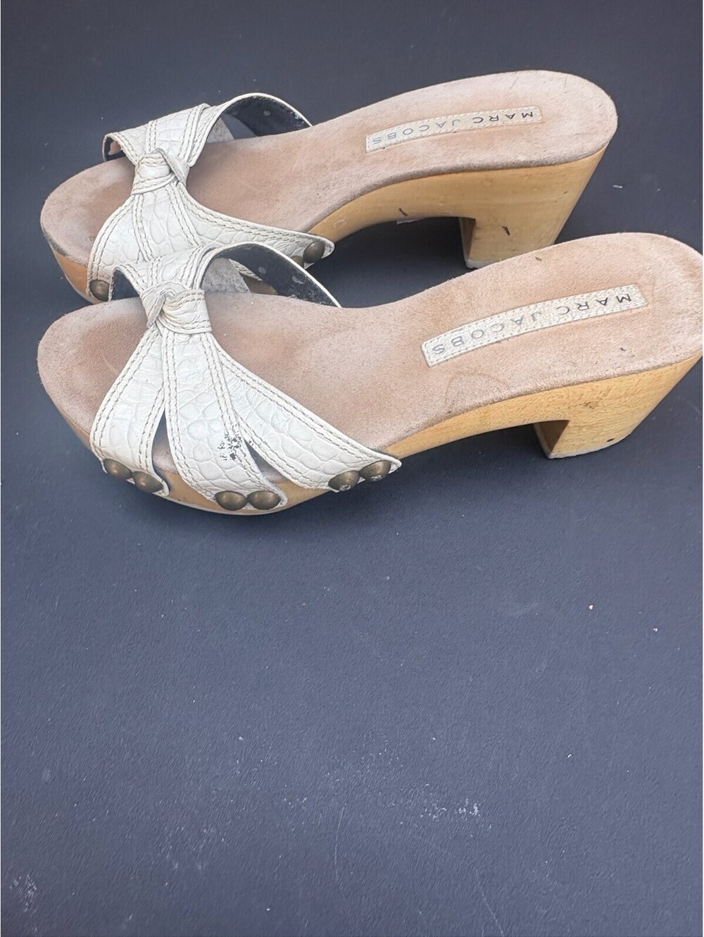 Marc Jacobs	vintage Y2K white leather studded mules